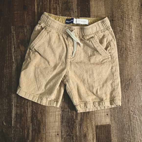 EUC! Old Navy Pull On Linen Blend Shorts Boys Small 6/7 Khaki Drawstring Waist - Picture 1 of 5